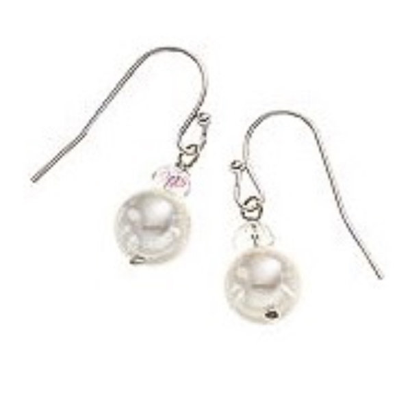 Necklace & Earrings Set Genuine Creamy White Mother of Pearl & Crystal - Picture 2 of 4